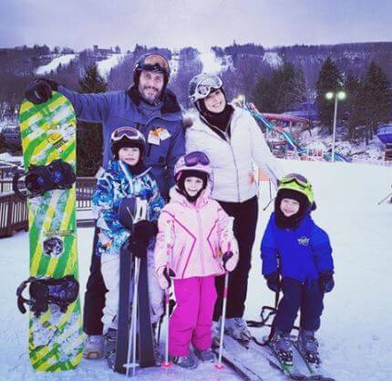Skiing moment with family